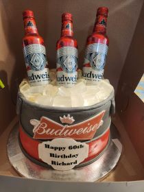 Realistic Budweiser cooler cake